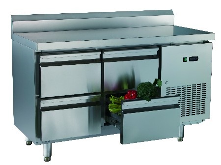 European four  drawers fan cooling table refrigerator (With splash back)