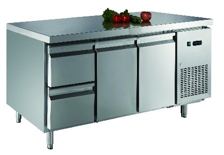 European two door table refrigerator with 2 drawers